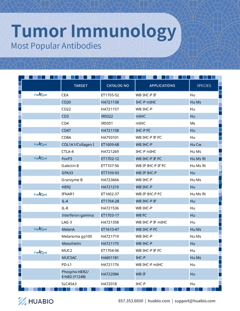 Huabio Tumor Immunology Antibodies